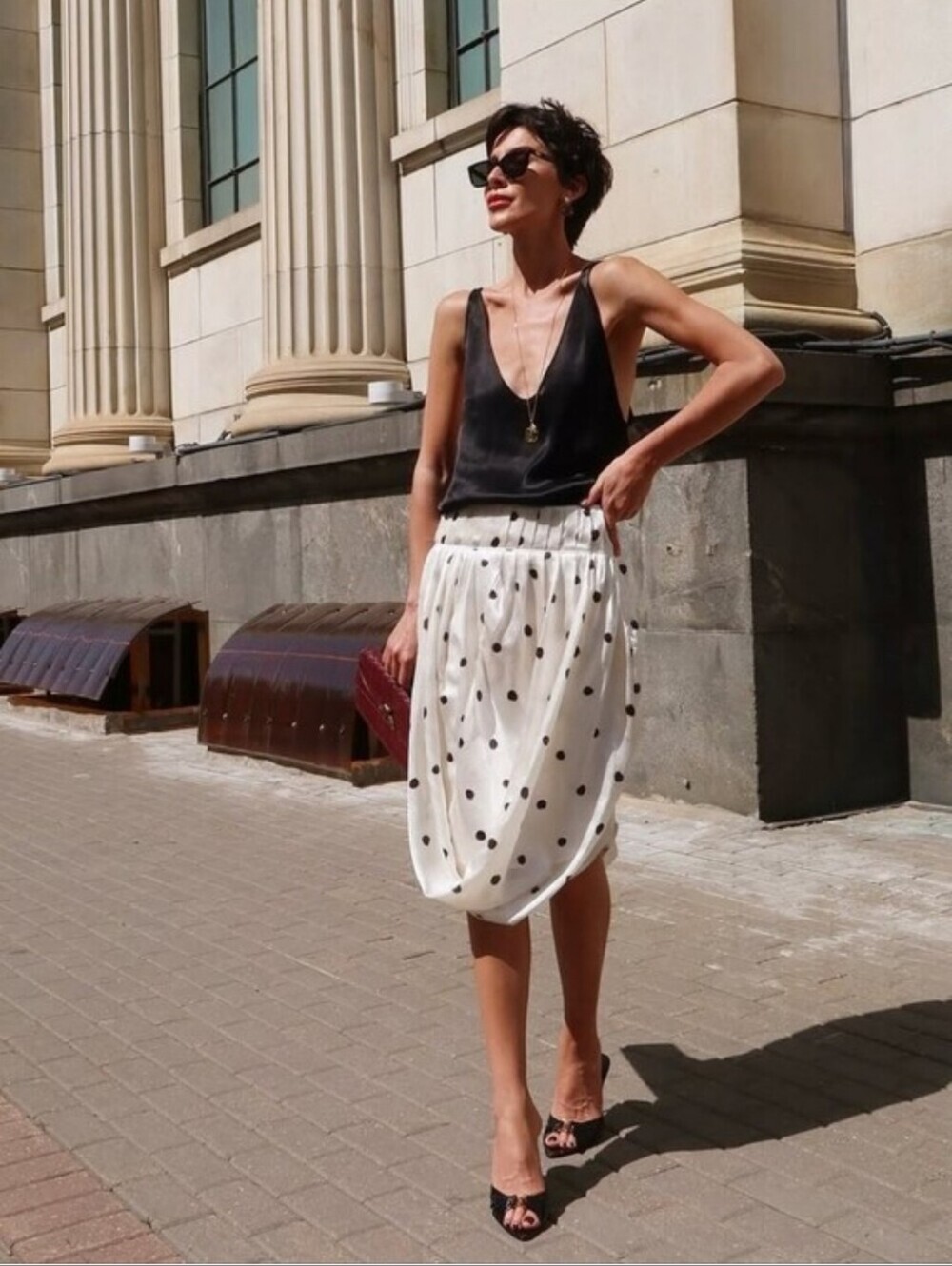 New Zara ZW Collection Polka Dot Midi Balloon Skirt/Strapless Top Blouse XS NWT - Picture 6 of 11